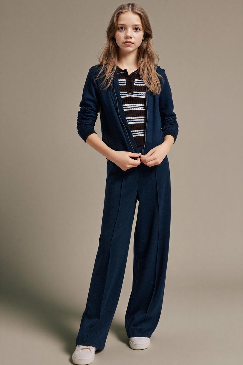 DeFacto Blue Girl Girl Zipped Modal Zip-Up Sweatshirt Casual - Image 2